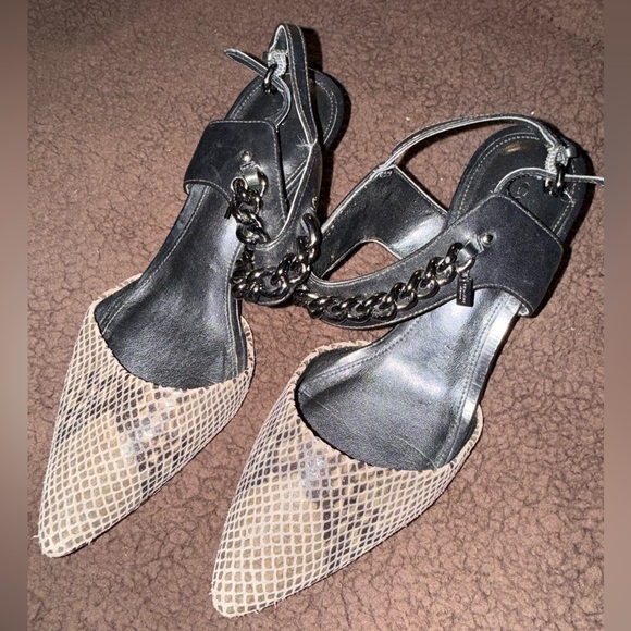 Coach Black and Brown Chain Detail Heels - Picture 3 of 7